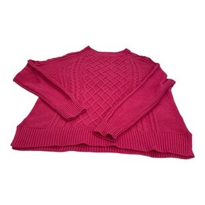 Old Navy Pink Textured Crew Neck Cable knit Sweater